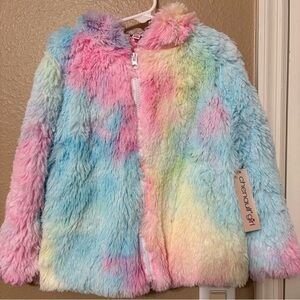 Girls Multicolor Unicorn Kids Jacket with Unicorn Hood. NWT. Size XS, 4/5